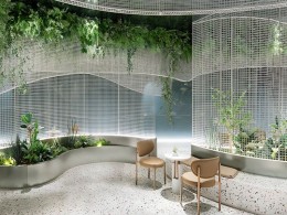 流动婉转的造型如迎风飘扬的丝带主题式梦幻花园-咖啡馆室内灯光设计